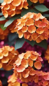 Orange Autumn Hydrangea Aesthetic Background