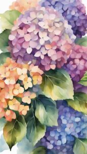 Watercolor Autumn Hydrangea Aesthetic Background